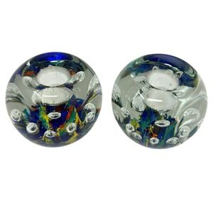 Dynasty Gallery Glass Candle Holder Pair OS Multicolor Excellent Bubble Orb